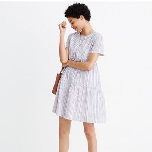 NWT Madewell Rainbow Striped Tiered Dress